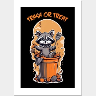 Trash or Treat - Baby Raccoon Halloween Posters and Art